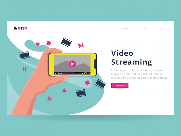 Video streaming landing page template Premium Vector