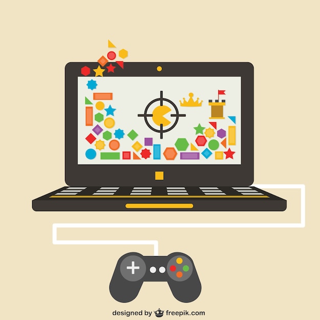 Download Videogames on laptop Vector | Free Download