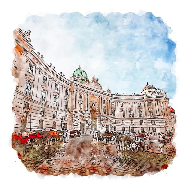 Premium Vector | Vienna austria watercolor sketch hand drawn illustration