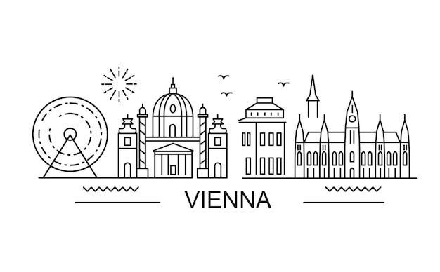 Premium Vector | Vienna skyline banner line style.