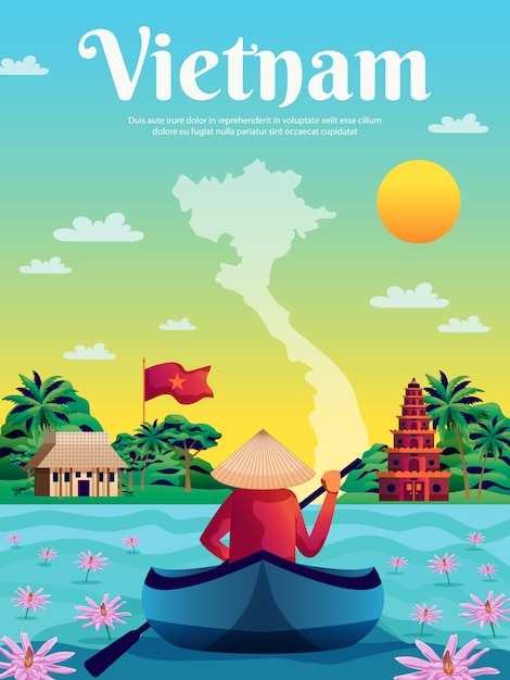 Free Vector | Vietnam colored poster