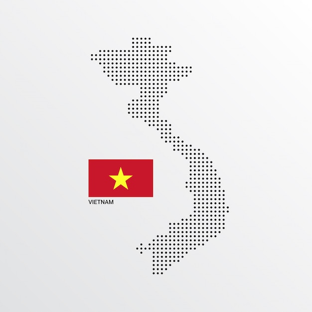 ベトナムの旗と光の背景ベクトルを持つ地図デザイン 無料のベクター