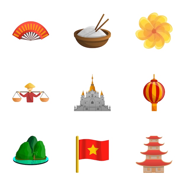 Premium Vector | Vietnam set, cartoon style