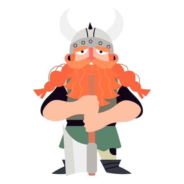 Premium Vector | Viking character with hand axe or weapon