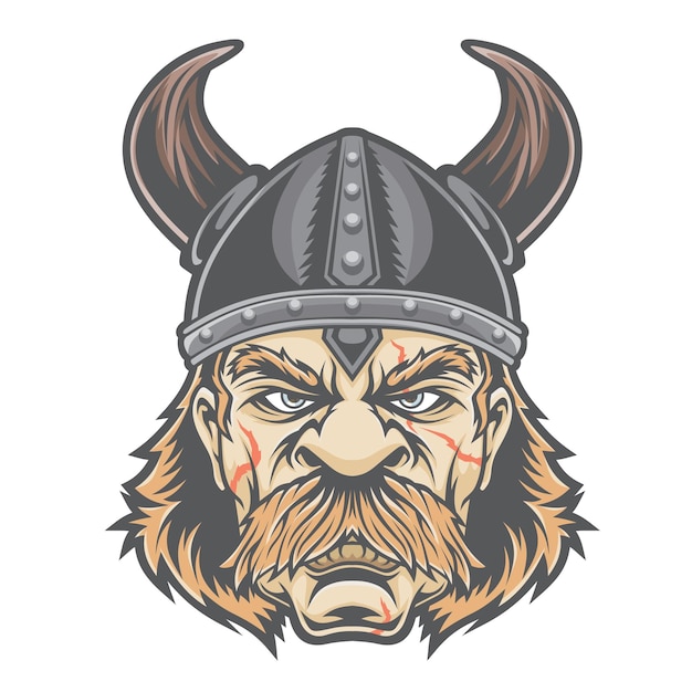 Premium Vector | Viking head isolated on white.