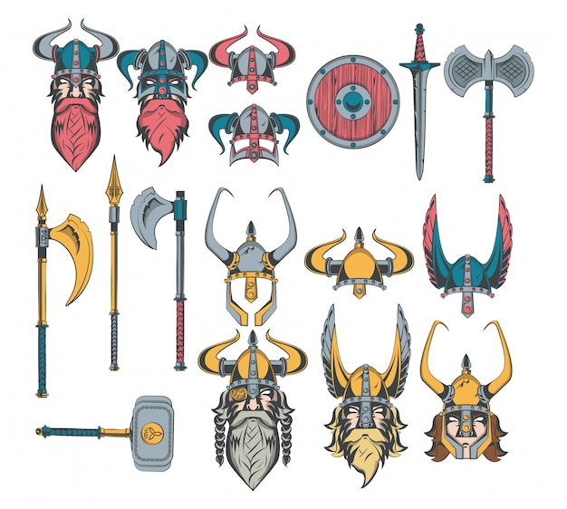 Vikings Warriors Set Of Drawings Vector | Free Download