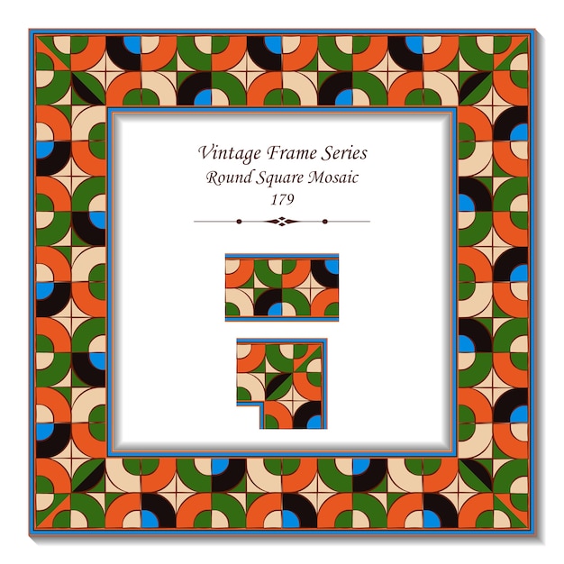 Download Premium Vector Vintage 3d Frame Of Pop Art Round Corner Square Mosaic Cross