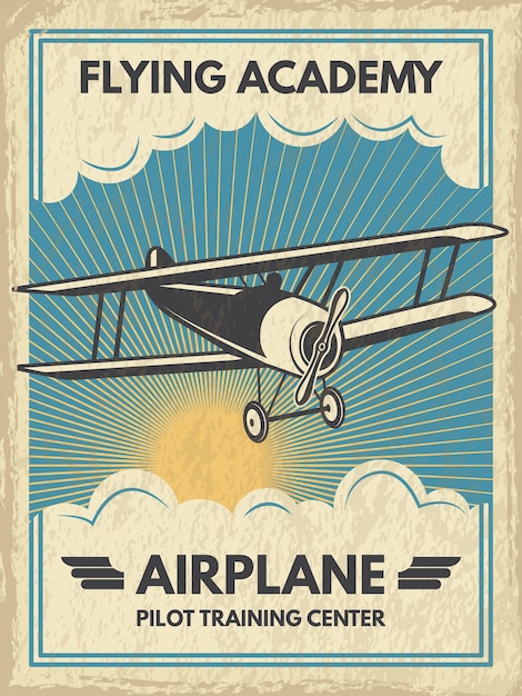 Premium Vector | Vintage aircaft poster. illustration. retro banner ...