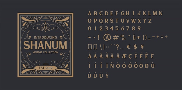 Premium Vector Vintage Alphabet Font