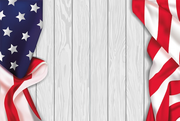 Download Vintage american realist flag on a white wooden background ...