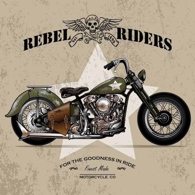 Download Free Vintage Army Motorcycle Poster Premium Vector Use our free logo maker to create a logo and build your brand. Put your logo on business cards, promotional products, or your website for brand visibility.