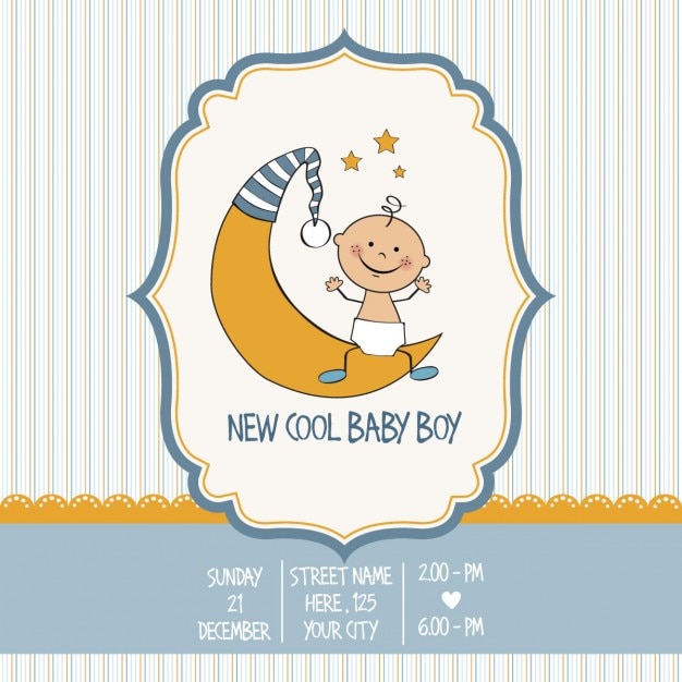 Download Free Vector | Vintage baby boy shower card