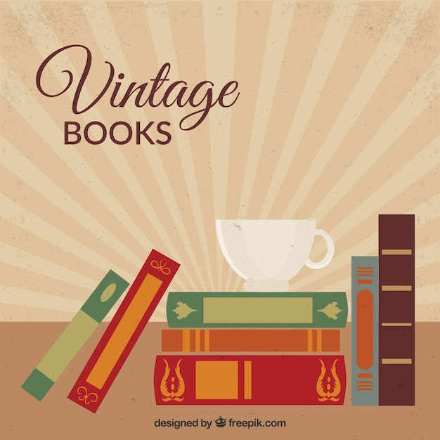 Free Vector Vintage Background Of Cup With Books