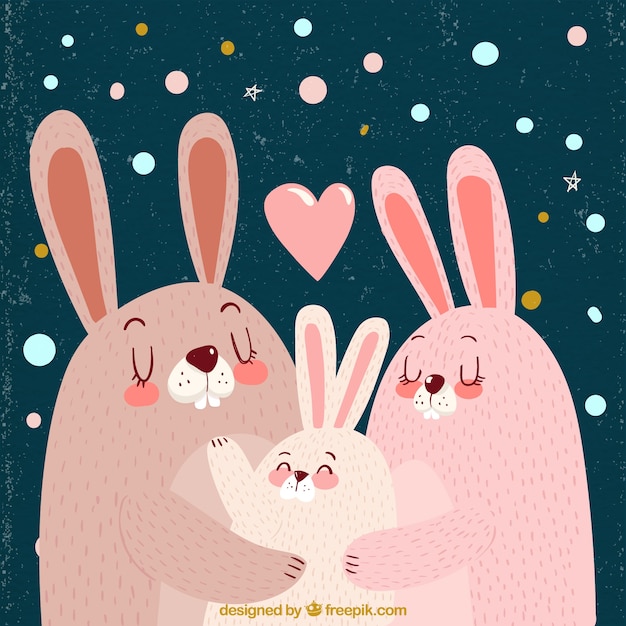 Vintage background of cute rabbits for family
day