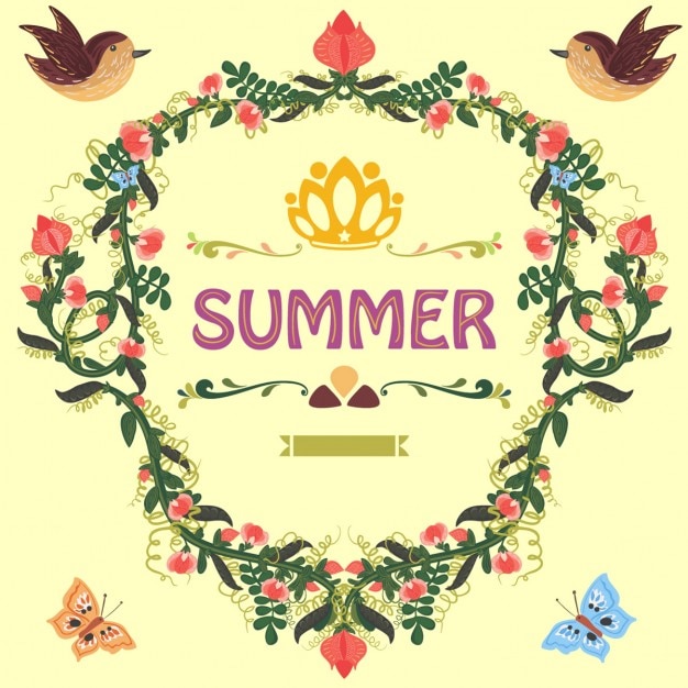 Vintage background with birds for summer