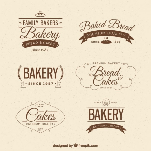 Vintage bakery badges in flat style | Free Vector