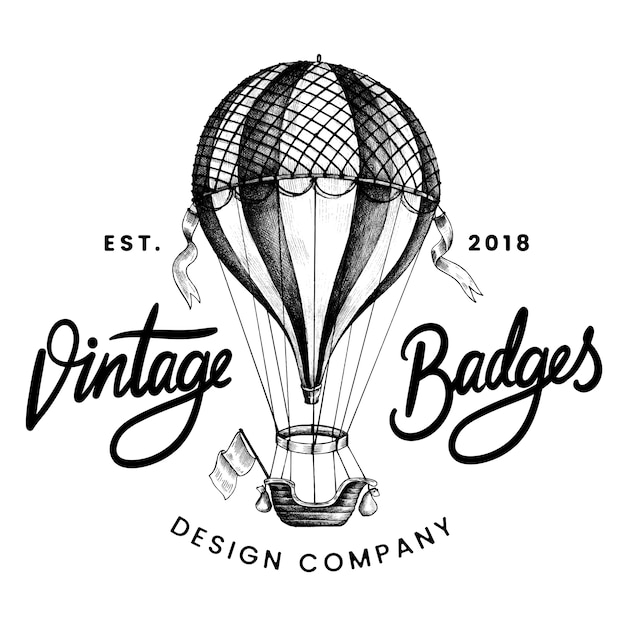 Vintage balloon logo design vector