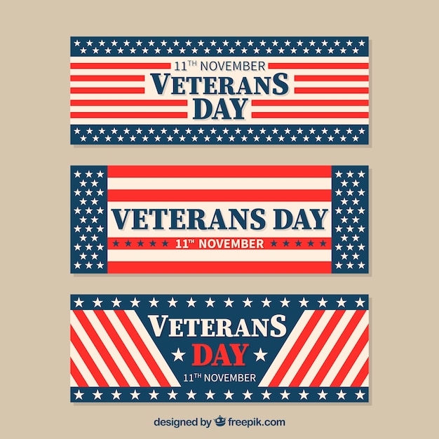 Vintage banners american flag of veterans
day
