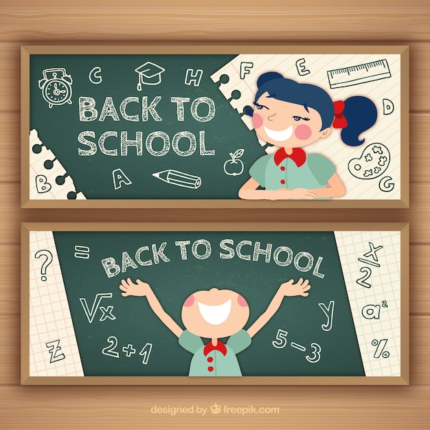 Vintage banners back to school