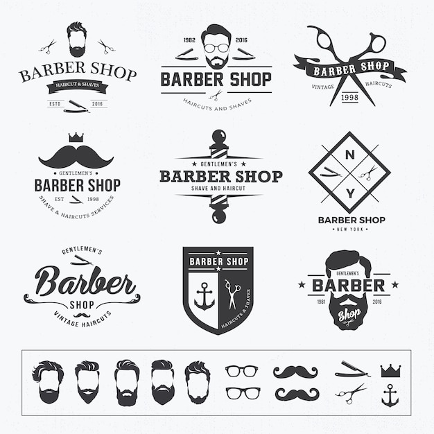 Download Free Vintage Barber Shop Logo And Vector Elements Premium Vector Use our free logo maker to create a logo and build your brand. Put your logo on business cards, promotional products, or your website for brand visibility.