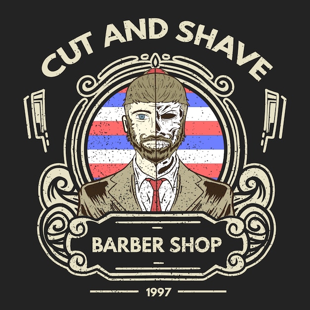 Premium Vector | Vintage barbershop mascot illustration.