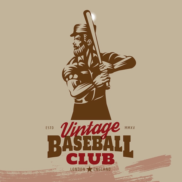 Download Vintage baseball batter logo | Premium Vector