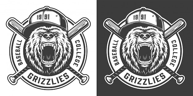 Vintage baseball college team mascot label | Free Vector