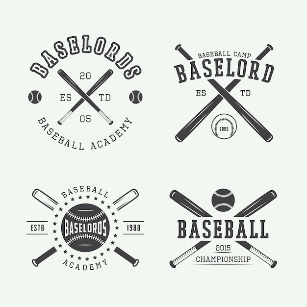 Download Vintage baseball logos Vector | Premium Download