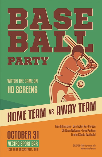 Download Vintage baseball match flyer | Premium Vector