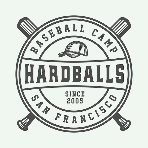 Download Vintage baseball sport logo | Premium Vector