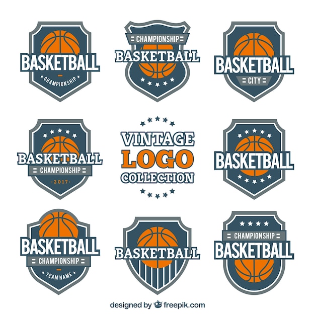 Vintage basketball logo collection