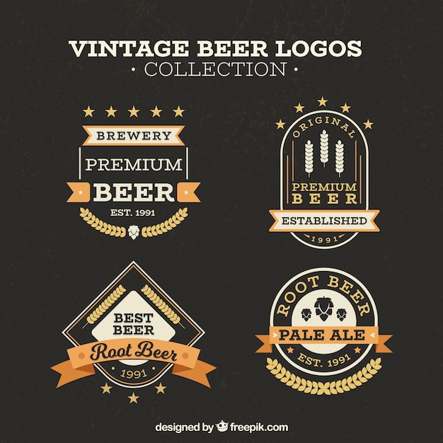 Free Vector | Vintage beer logo collection