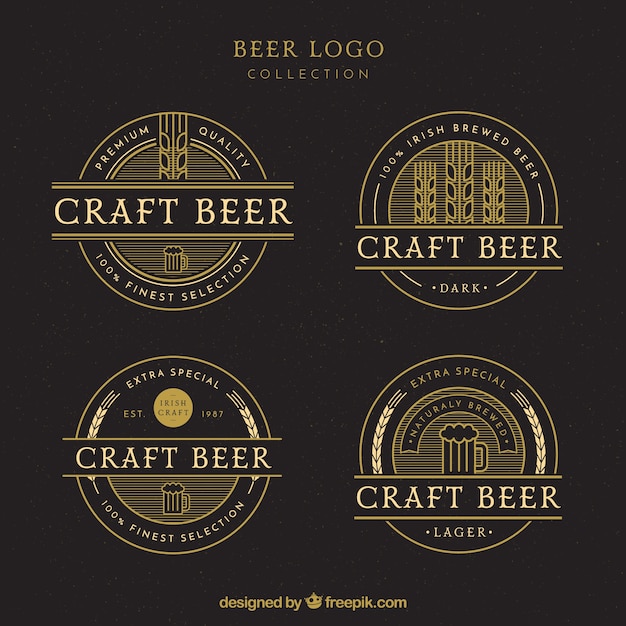 Vintage beer logo collection | Free Vector