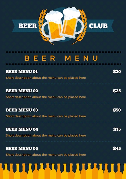 free-vector-vintage-beer-menu-template