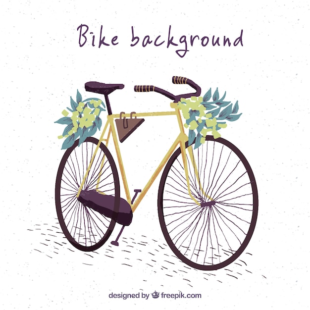 Vintage bicycle background with floral\
decoration