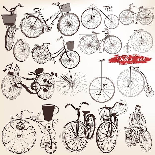 Download Premium Vector | Vintage bicycles collection