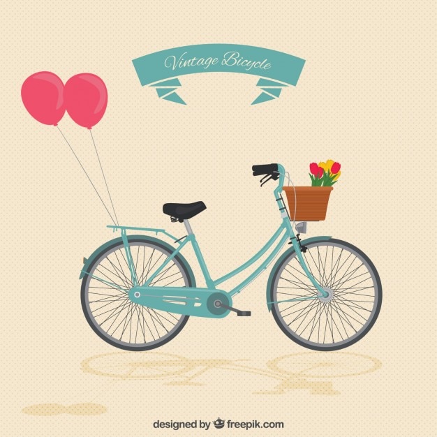 Download Vintage bike with balloons | Free Vector