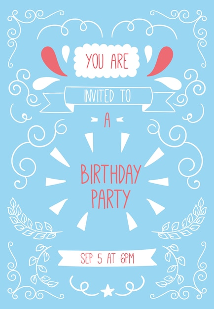 Download Vintage birthday invitation Vector | Free Download