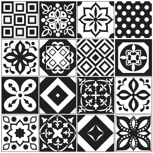 Premium Vector Vintage Black And, Ceramic Tile Black And White