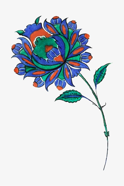 ヴィンテージ青い花のイラスト 無料のベクター