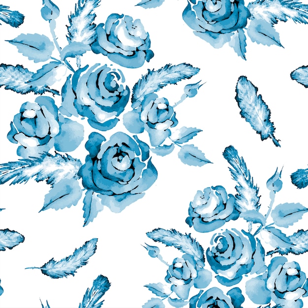 Premium Vector | Vintage blue seamless pattern