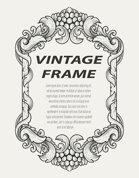 Premium Vector | Vintage Border Frame Engraving Ornament Monochrome Style