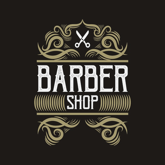 Premium Vector Vintage Border Western Antique Barber Shop And Saloon Logo Hand Drawn Retro Illustration