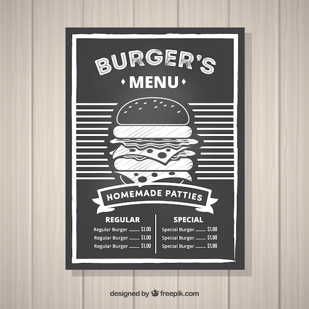 Free Vector | Vintage burger menu on chalkboard