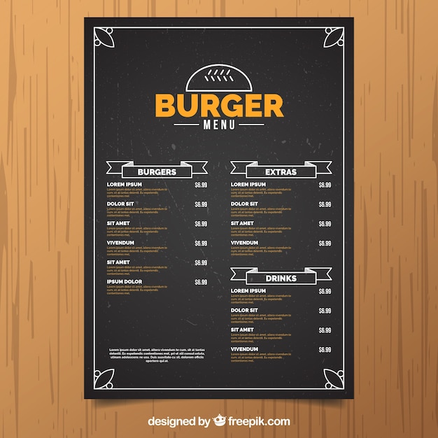 Free Vector | Vintage burger menu template with orange details