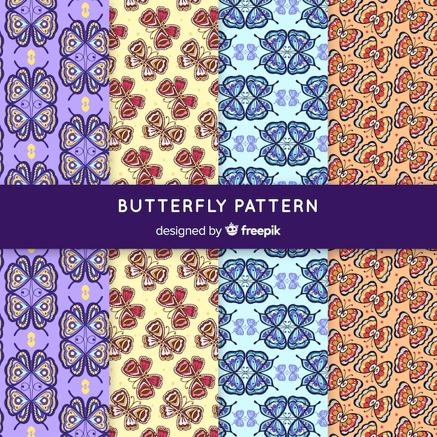 Download Vintage butterfly pattern collection Vector | Free Download