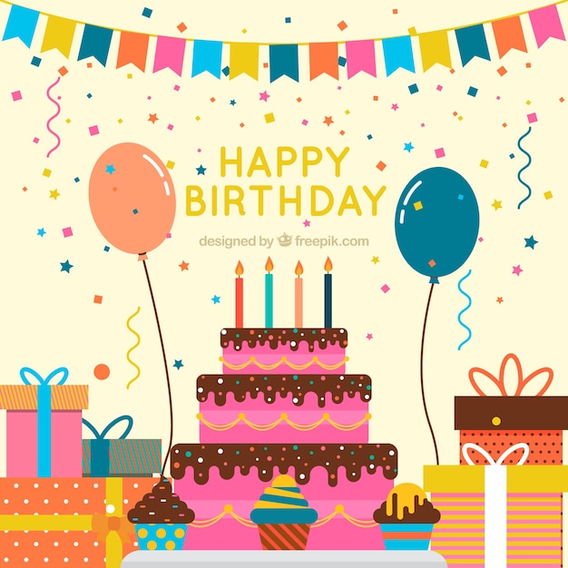 Vintage cake background and birthday decoration Vector | Free Download