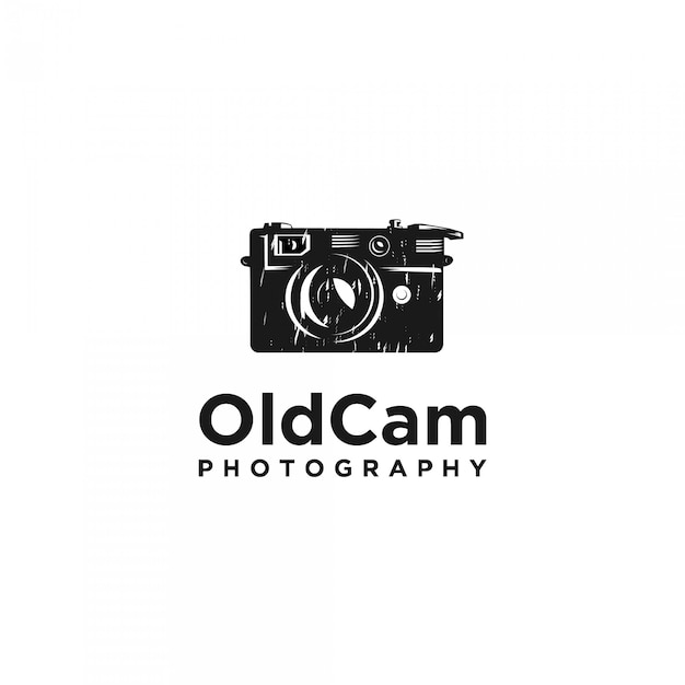ビンテージカメラシルエットロゴ プレミアムベクター