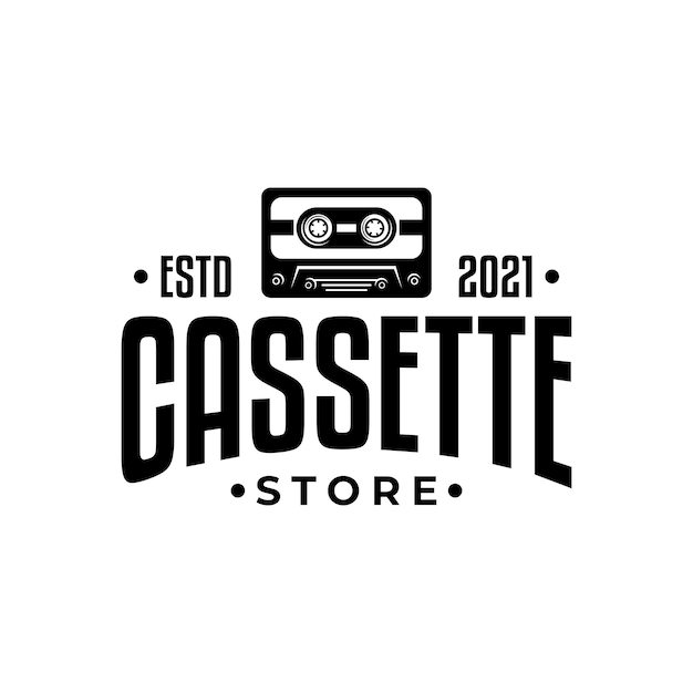 Premium Vector | Vintage cassette logo for retro music store.