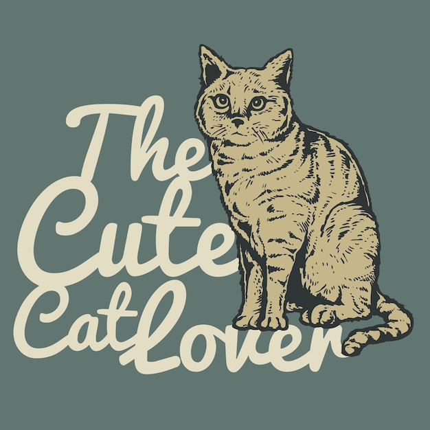 Premium Vector Vintage Cat Illustration